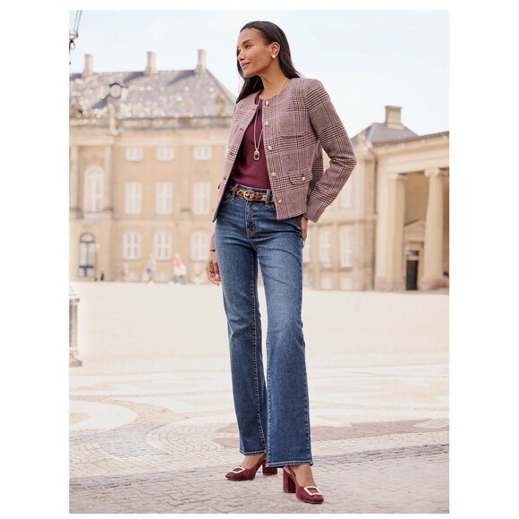 TALBOTS Shetland Crop Jacket Petite Plus Size 20WP Autumn Plaid Classic Preppy - Picture 3 of 11